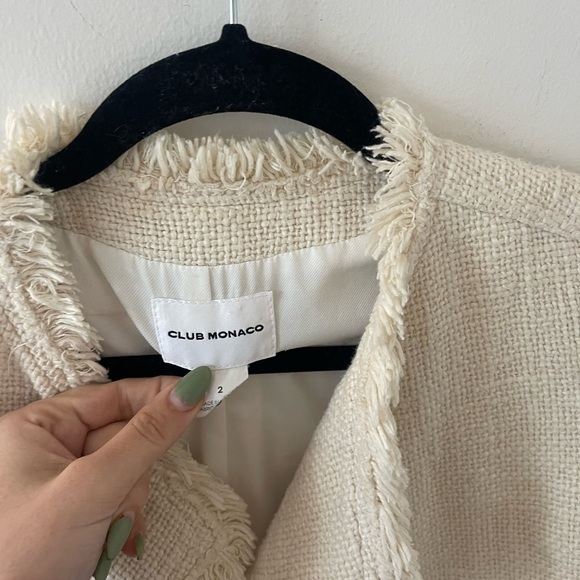 Club Monoco Fringe Tweed Cream Jacket - Picture 4 of 8